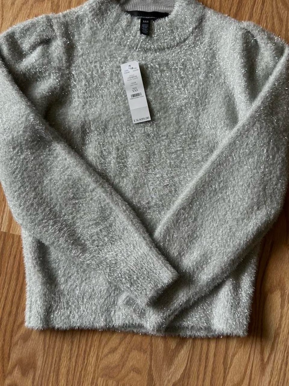 White House Black Market Silver Sparkle Crewneck Sweater